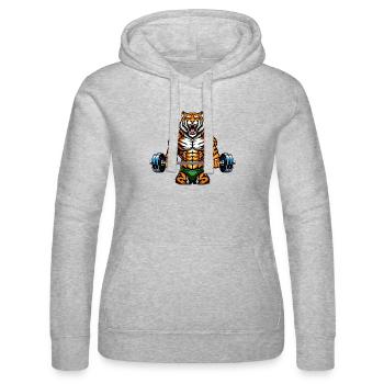 Starker Fitter-Tiger Illustration - Frauen Kapuzen Sweater von Russell - Grau meliert - Vorne - Marisol (170cm)