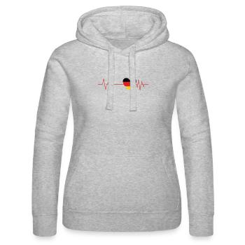Heartbeat Germany - Women’s Hooded Sweater by Russell - heather grey - Front - Marisol (170cm)