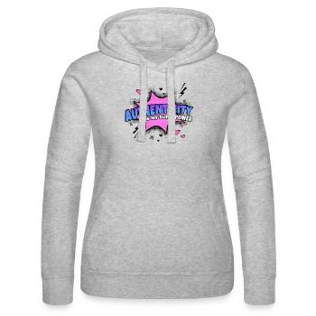 Authenticity is my superpower trait - Women’s Hooded Sweater by Russell - heather grey - Front - Marisol (170cm)