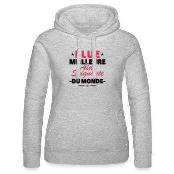Voted the best caregiver in the world - Women’s Hooded Sweater by Russell - heather grey - Front - Marisol (170cm)