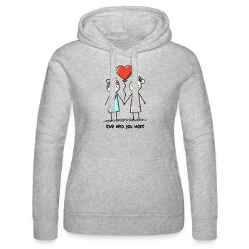 Strichmännchen Lesbisches Liebespaar Liebe - Frauen Kapuzen Sweater von Russell - Grau meliert - Vorne - Marisol (170cm)