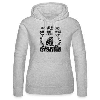 Tous Les Hommes Naissent égaux Agriculteurs Cadeau - Sweat à capuche Russell Femme - gris chiné - Devant - Marisol (170cm)