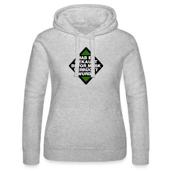 Hab es gekauft bevor Musk verrückt wurde - Spruch - Frauen Kapuzen Sweater von Russell - Grau meliert - Vorne - Marisol (170cm)