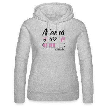 Werdende Mutter 2026 Loading - Frauen Kapuzen Sweater von Russell - Grau meliert - Vorne - Marisol (170cm)