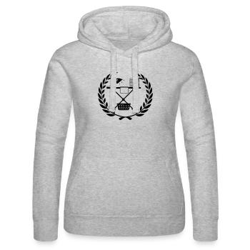 Ironing board in laurel wreath - Women’s Hooded Sweater by Russell - heather grey - Front - Marisol (170cm)