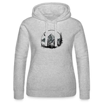 Silhouette de montagne avec pins - Sweat à capuche Russell Femme - gris chiné - Devant - Marisol (170cm)