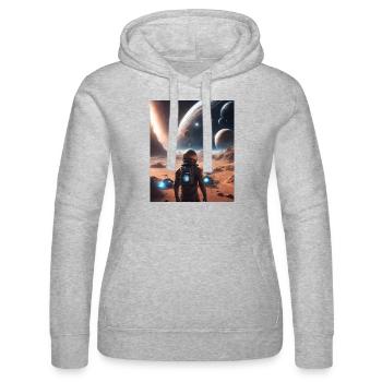 Planeten Weltall - Frauen Kapuzen Sweater von Russell - Grau meliert - Vorne - Marisol (170cm)