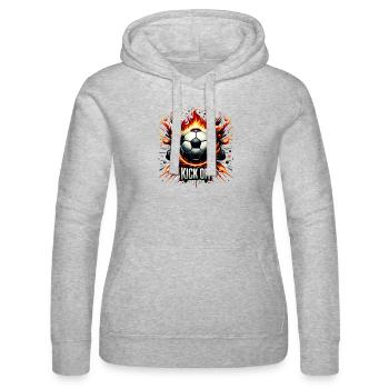 Feuriger Anstoß - Frauen Kapuzen Sweater von Russell - Grau meliert - Vorne - Marisol (170cm)