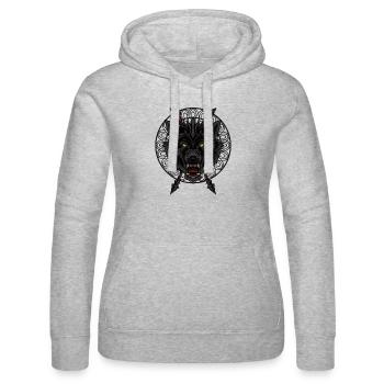 Schwarzer Wolf T-Shirt Pfeile wütend Wölfe Hunde Hund - Frauen Kapuzen Sweater von Russell - Grau meliert - Vorne - Marisol (170cm)