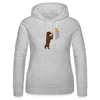 Bär greift nach Honigfass in Ihrer falschen Tasche - Frauen Kapuzen Sweater von Russell - Grau meliert - Vorne - Marisol (170cm)