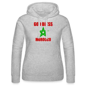 God bless morocco maroc - Sweat à capuche Russell Femme - gris chiné - Devant - Marisol (170cm)