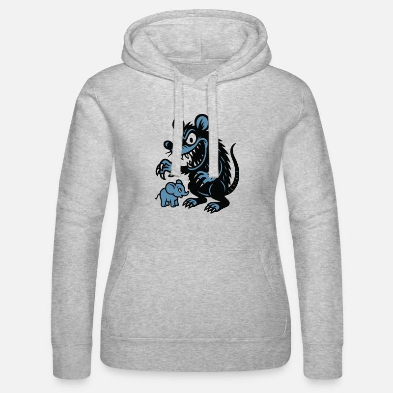 Rat géant et petit éléphant - Sweat à capuche Russell Femme - gris chiné