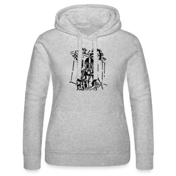 Feuerwehr Flamme schwarz Brust - Frauen Kapuzen Sweater von Russell - Grau meliert - Vorne - Marisol (170cm)