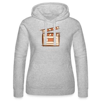 Clapperboard. Director. Film producer. Filmmaker. - Women’s Hooded Sweater by Russell - heather grey - Front - Marisol (170cm)