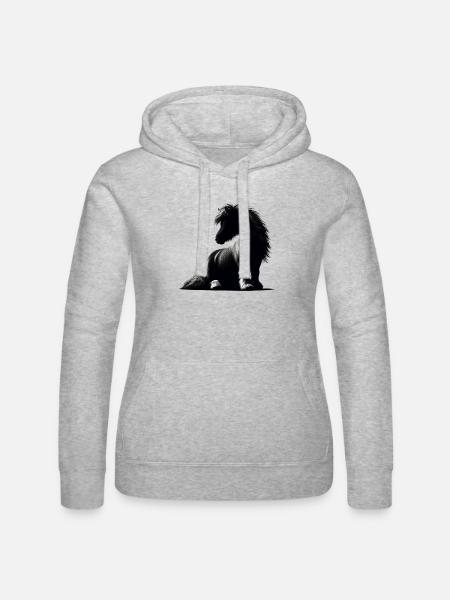 sitzendes Shetlandpony - Frauen Kapuzen Sweater von Russell - Grau meliert
