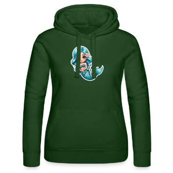 Mermaid fantasy illustration - Women’s Hooded Sweater by Russell - bottle green - Front - Liana (172cm)