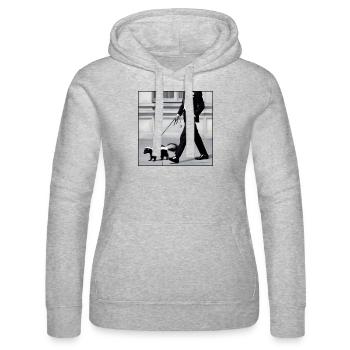 Stinktier an der Leine - Frauen Kapuzen Sweater von Russell - Grau meliert - Vorne - Marisol (170cm)