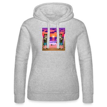 Gato Loco Surfdudes Cat Cats Beach Sundowner - Women’s Hooded Sweater by Russell - heather grey - Front - Marisol (170cm)