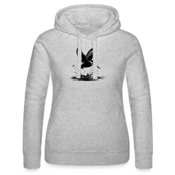 Eisvogel beim Fische fangen - Frauen Kapuzen Sweater von Russell - Grau meliert - Vorne - Marisol (170cm)