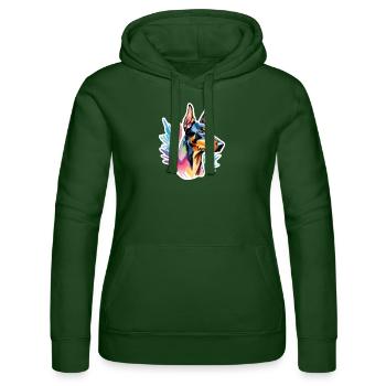 Dobermann Wasserfarben - Frauen Kapuzen Sweater von Russell - Flaschengrün - Vorne - Liana (172cm)