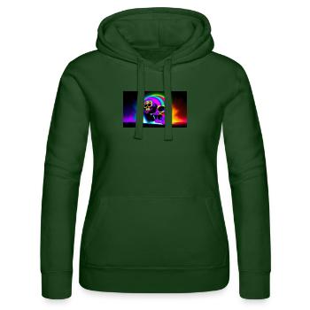 Psy Schädel - Frauen Kapuzen Sweater von Russell - Flaschengrün - Vorne - Liana (172cm)