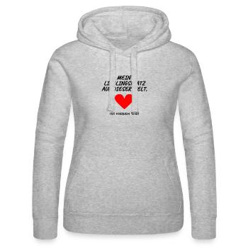 Liebes Kissen mit Spruch Romantisch - Frauen Kapuzen Sweater von Russell - Grau meliert - Vorne - Marisol (170cm)