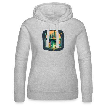 Ville futuriste inspirée du brocoli - Sweat à capuche Russell Femme - gris chiné - Devant - Marisol (170cm)
