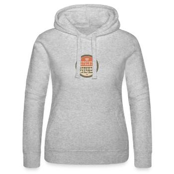 AUTHENTIC BUTCHER - FLEISCHER - Women’s Hooded Sweater by Russell - heather grey - Front - Marisol (170cm)