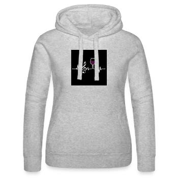 Wein Musik Notenschlüssel Weinglas Herzschlag EKG - Frauen Kapuzen Sweater von Russell - Grau meliert - Vorne - Marisol (170cm)