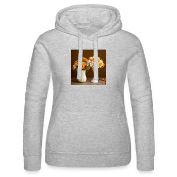 Herbstblumenstrauß in Halloween Vasen - Frauen Kapuzen Sweater von Russell - Grau meliert - Vorne - Marisol (170cm)