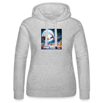 Santa Claus Sleigh Reindeer Christmas Tree Christmas Eve Gifts - Women’s Hooded Sweater by Russell - heather grey - Front - Marisol (170cm)
