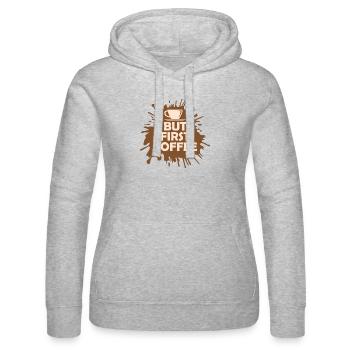 Aber zuerst Kaffee lustig süchtig Koffeinliebhaber - Frauen Kapuzen Sweater von Russell - Grau meliert - Vorne - Marisol (170cm)