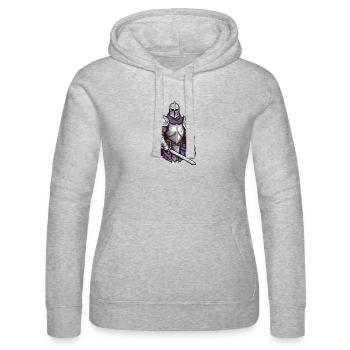 Pixel Paladin Valor - Women’s Hooded Sweater by Russell - heather grey - Front - Marisol (170cm)