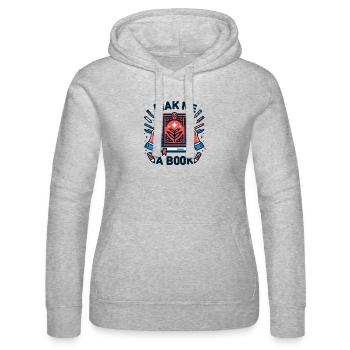 Make me a book - Women’s Hooded Sweater by Russell - heather grey - Front - Marisol (170cm)