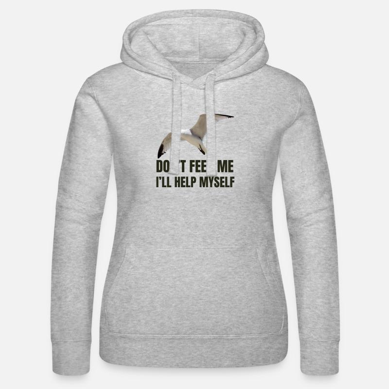 Möwe mit mutigem Statement - Frauen Kapuzen Sweater von Russell - Grau meliert