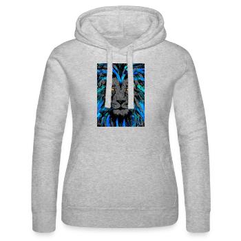 Lion lunch box | Blue lion as a lunch box - Women’s Hooded Sweater by Russell - heather grey - Front - Marisol (170cm)