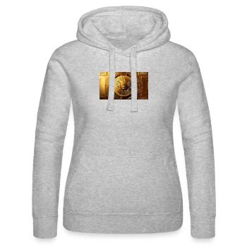 Bitcoin Gold Münze Muster - Frauen Kapuzen Sweater von Russell - Grau meliert - Vorne - Marisol (170cm)