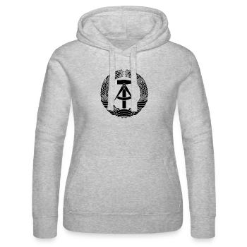 DDR Wappen (schwarz) - Frauen Kapuzen Sweater von Russell - Grau meliert - Vorne - Marisol (170cm)