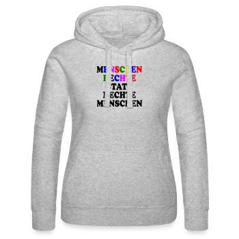 menschenrechte statt rechte menschen - Frauen Kapuzen Sweater von Russell - Grau meliert - Vorne - Marisol (170cm)