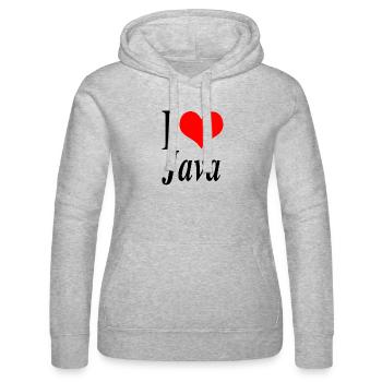 Ich liebe Java - Frauen Kapuzen Sweater von Russell - Grau meliert - Vorne - Marisol (170cm)