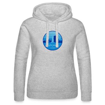 Logo rond bleu Reykjavík Skyline - Sweat à capuche Russell Femme - gris chiné - Devant - Marisol (170cm)