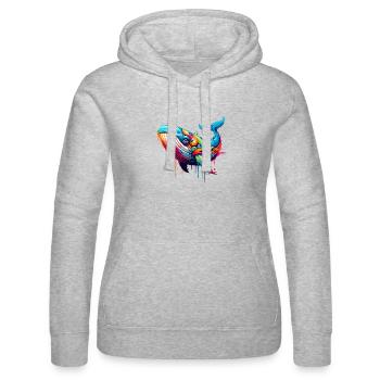 Lebendiges Motiv eines Wals in Graffiti-Technik - Frauen Kapuzen Sweater von Russell - Grau meliert - Vorne - Marisol (170cm)