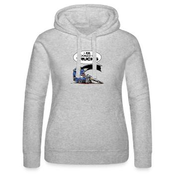 HookedOnTRUCKS-BLUE - Women’s Hooded Sweater by Russell - heather grey - Front - Marisol (170cm)
