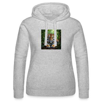Dschungel-Tiger - Frauen Kapuzen Sweater von Russell - Grau meliert - Vorne - Marisol (170cm)