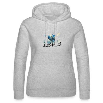 Blaue abstrakte Welle mit Buckelwal - Frauen Kapuzen Sweater von Russell - Grau meliert - Vorne - Marisol (170cm)
