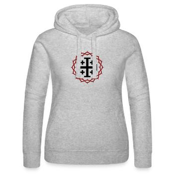 Jerusalem Cross and Crown of thorns - Women’s Hooded Sweater by Russell - heather grey - Front - Marisol (170cm)