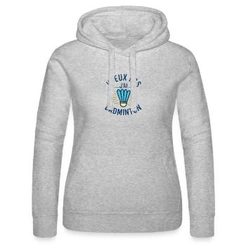 Ich kann nicht Badminton haben - Frauen Kapuzen Sweater von Russell - Grau meliert - Vorne - Marisol (170cm)