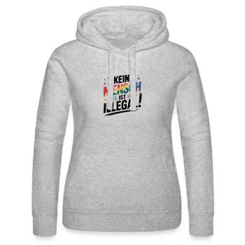 Kein Mensch ist illegal - Cool Pride Logo - Frauen Kapuzen Sweater von Russell - Grau meliert - Vorne - Marisol (170cm)