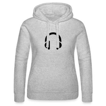 Music and rhythm, headphones, logo earphones - Women’s Hooded Sweater by Russell - heather grey - Front - Marisol (170cm)