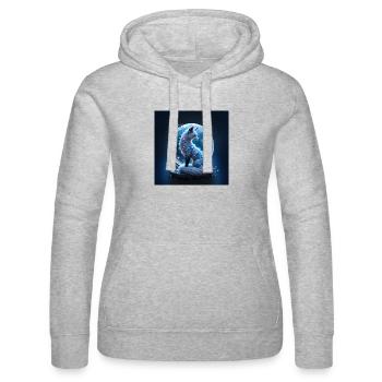 Blue Gem Lunar Fox - Women’s Hooded Sweater by Russell - heather grey - Front - Marisol (170cm)